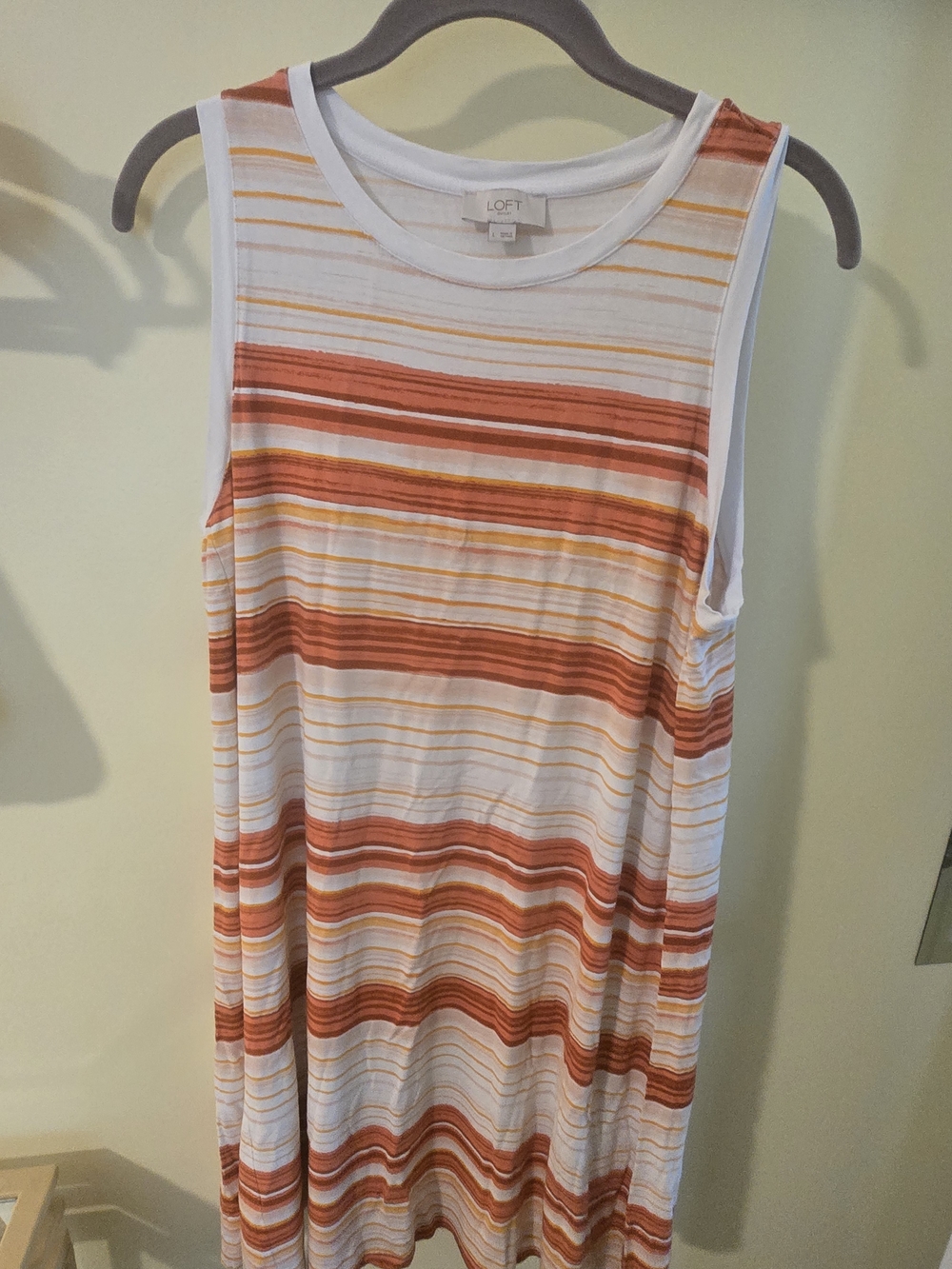 LOFT Striped Sleeveless Tank Top in Orange and White